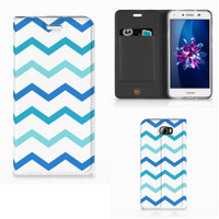 Huawei Y5 2 | Y6 Compact Hoesje met Magneet Zigzag Blauw - thumbnail