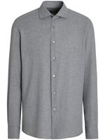 Zegna chemise en coton mélangé à col italien - Gris - thumbnail