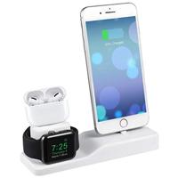 By Qubix - 3 in 1 houder Compatible met Apple Watch & Airpods & iPhone - Wit - Compatible Apple watch bandjes