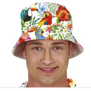 Guirca Verkleed hoedje voor Tropical Hawaii party - Summer/jungle print - volwassenen - Carnaval   -