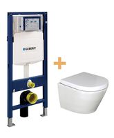 Luca Varess Calibro hangend toilet hoogglans wit randloos compact met Geberit Systemfix UP320 inbouwreservoir