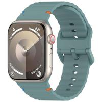 By Qubix - Wave sportband - Dennegroen - Compatible met Apple Watch 38mm / 40mm / 41mm / 42mm - Compatible Apple watch bandjes