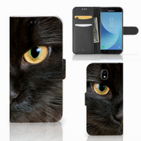 Samsung Galaxy J5 2017 Telefoonhoesje met Pasjes Zwarte Kat - thumbnail