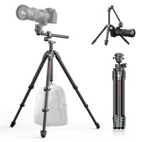 ULANZI JJ05 184 CM koolstofvezel camerastatief, overhead reisstatief met centrale kolom en UKA snelkoppelingsplaat voor camera's/DSLR/projector/camcorder, horizontale standaard, gewicht 1,56 kg