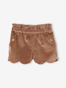 Fluwelen meisjesshort mokka