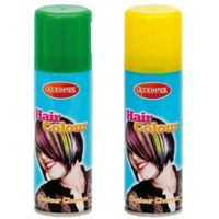 Supporters of Carnaval verkleed haarverf/haarspray set groen/geel 125 ml