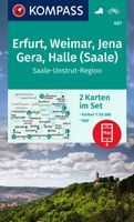 Wandelkaart 457 Erfurt - Weimar - Jena - Gera - Halle (Saale) | Kompas - thumbnail