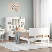 vidaXL Bed met boekenkast zonder matras grenenhout wit 90x190 cm