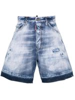 DSQUARED2 short en jean à effet usé - Bleu - thumbnail