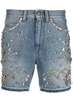 Gucci crystal-embellished denim shorts - Bleu