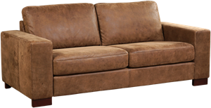 Bruine leren moderne 2.5-zitsbank Enjoy - poot hout bruin - Kenia Leer Brown (bruin leer)