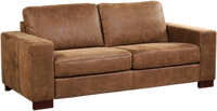 Bruine leren moderne 2.5-zitsbank Enjoy - poot hout bruin - Kenia Leer Brown (bruin leer)