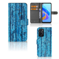 OPPO A76 | A96 Book Style Case Wood Blue - thumbnail