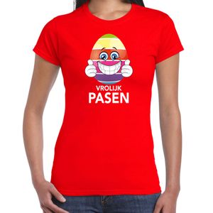 Pasen shirt rood met vrolijk paasei en duimen omhoog voor dames 2XL  -