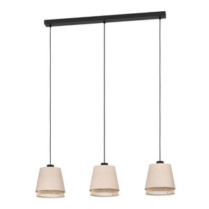 Eglo 3-lichts hanglamp Tabley linnen met rotan 43976