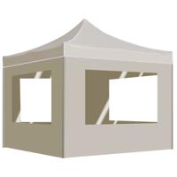 Partytent inklapbaar met wanden 3x3 m aluminium crme - thumbnail