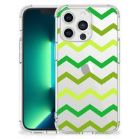 iPhone 13 Pro Max Doorzichtige Silicone Hoesje Zigzag Groen