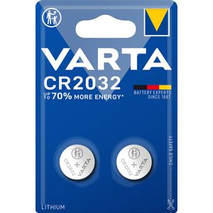 Varta Lithium-Knoopcelbatterij CR2032 | 3 V DC | 230 mAh | 2 stuks | Zilver | 1 stuks - 6032101402 - 6032101402