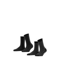 FALKE Happy Stripe sokken - set van 2 zwart