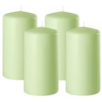 Enlightening Candles Cilinder/stompkaars - 4x - lichtgroen - D6 x H15 cm - 58 branduur