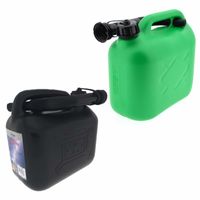 2x stuks jerrycans 5 liter zwart en groen voor brandstof - thumbnail