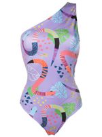 Brigitte maillot de bain asymétrique à imprimé abstrait - Violet