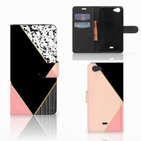 Wiko Pulp Fab 4G Bookcase Zwart Roze Vormen