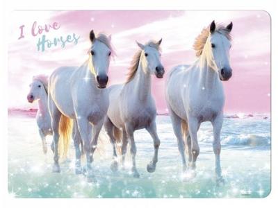 I Love Horses placemat meisjes 40 x 29 cm blauw/roze/wit I Love Horses placemat meisjes 40 x 29 cm blauw/roze/wit