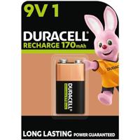 Duracell 9V Oplaadbare batterijen 1 stuk, 9V 170 mAH, voor een lange levensduur