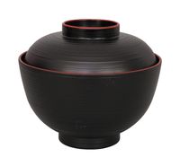 Zwart/Rode Kom - Lacquerware - 10.8 x 6.35cm 300ml