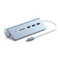 SATECHI USB-C Combo Hub Voor Desktop - USB-A 3.0 Datapoorten & Micro/SD Kaartlezers - Voor M2/M1 Macbook Pro/Air, M2/M1 iPad Pro/Air, M2 Mac Mini, iMac M1 (Blauw)