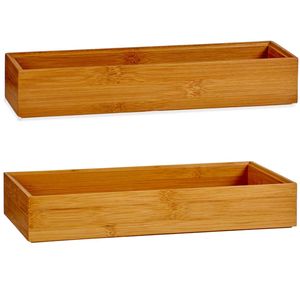 Kast/lade/make-up sorteer organizer bamboe hout bakjes - Set van 2x stuks