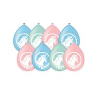 Party Ballonnen Paarden 8 Stuks Pastel Roze/Blauw/Groen