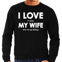 I love it when my wife lets me go fishing cadeau sweater zwart heren - thumbnail