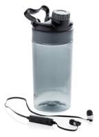 XD Collection sportfles met bluetooth oortjes 500 ml antraciet