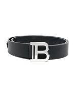 Balmain Kids ceinture en cuir à plaque logo - Noir - thumbnail