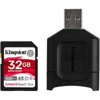 Kingston Canvas React Plus 32 GB SDHC geheugenkaart Incl. adapter, UHS-II U3, Class 10, V90