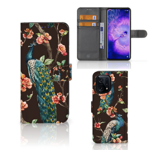 OPPO Find X5 Telefoonhoesje met Pasjes Pauw met Bloemen