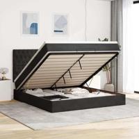 vidaXL Ottoman bed met matrassen en LED's 160x200cm fluweel zwart, bedframe, ottoman bedframe, bedframe met opbergruimte onder het bed, bedframe met opbergruimte