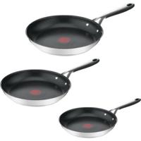 Tefal Jamie Oliver Kitchen Essentials Pannenset - Koekenpannen - Ø20/24/28cm - Inductie - RVS - Siliconen Handgreep