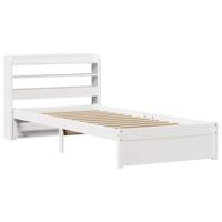 vidaXL Bedframe met hoofdeinde 100x200 cm massief grenenhout wit, bed, ledikant, massief houten bedframe, bedbodem, bed frame, slaapmeubel