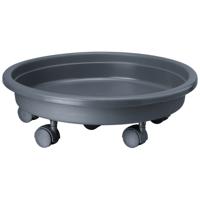 Plantenpot Trolley - Kunststof - Grijs - Rond - 30 x 30 cm - Max 70 Kilo