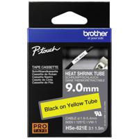 Brother HSE621E Labeltape krimpkous Tapekleur: Geel Tekstkleur: Zwart 9.0 mm 1.5 m - thumbnail