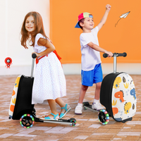 Opvouwbare Koffer/Scooter voor Kinderen 2 In 1 Skateboardbagage met Verlichte Wielen in 3 Kleuren Remsysteem Dinosaurus Patroon - thumbnail