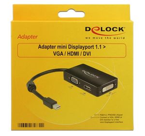 DeLOCK 0.16m DisplayPort/VGA + HDMI + DVI 0,16 m Mini DisplayPort VGA (D-Sub)+ HDMI + DVI Zwart