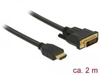 DeLOCK 85654 video kabel adapter 2 m HDMI Type A (Standaard) DVI Zwart - thumbnail