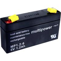 multipower PB-6-1,2-4,8 Loodaccu 6 V 1.2 Ah Loodvlies (AGM) (b x h x d) 97 x 57 x 25 mm Kabelschoen 4.8 mm Onderhoudsvrij, Geringe zelfontlading