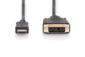 Digitus AK-330300-030-S HDMI-kabel HDMI / DVI Adapterkabel HDMI-A-stekker, DVI-D 18+1-polige stekker 3.00 m Zwart Schroefbaar