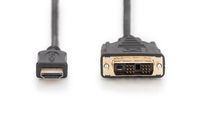 Digitus AK-330300-030-S HDMI-kabel HDMI / DVI Adapterkabel HDMI-A-stekker, DVI-D 18+1-polige stekker 3.00 m Zwart Schroefbaar - thumbnail