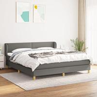 vidaXL Boxspring met matras stof donkergrijs 160x200 cm, bed, boxspringbed, tweepersoonsbed, slaapmeubel, boxspring bed, bed met matras, bedframe